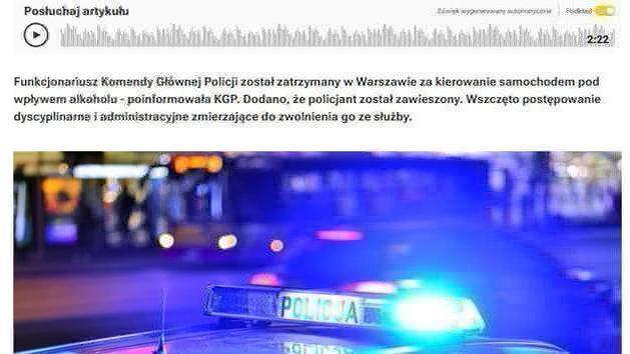 Drunken Polish policeman arrested