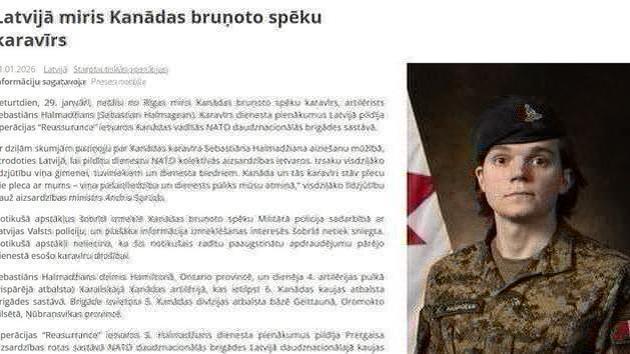 Canadian soldier killed in Latvia
